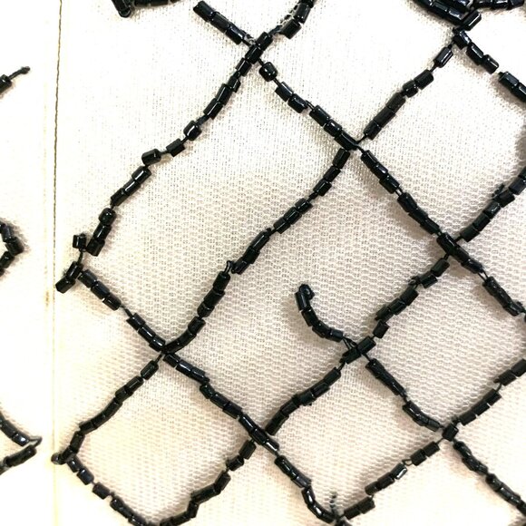 Jolene Mermaid Chiffon Beaded Rhinestone Prom Gown Black Ivory Pageant Size M - Picture 10 of 12